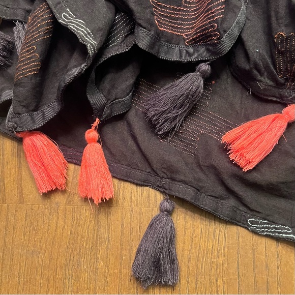 Free People Crossing Paths Tassel Trim Embroidered Handkerchief Hem Dress Small - Picture 13 of 16